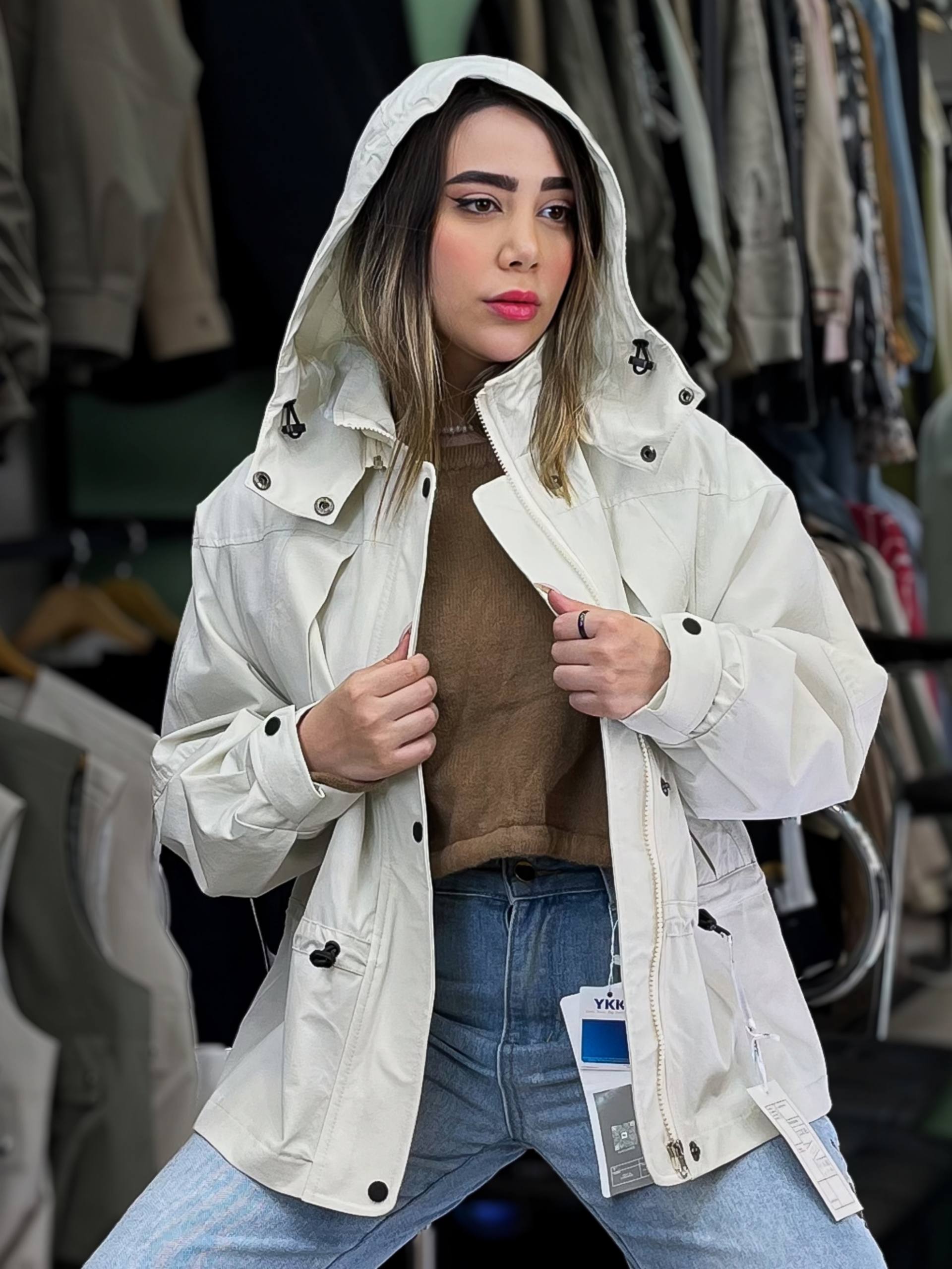 بارونی دخترانه کلاه دار کمر گت ضد آب